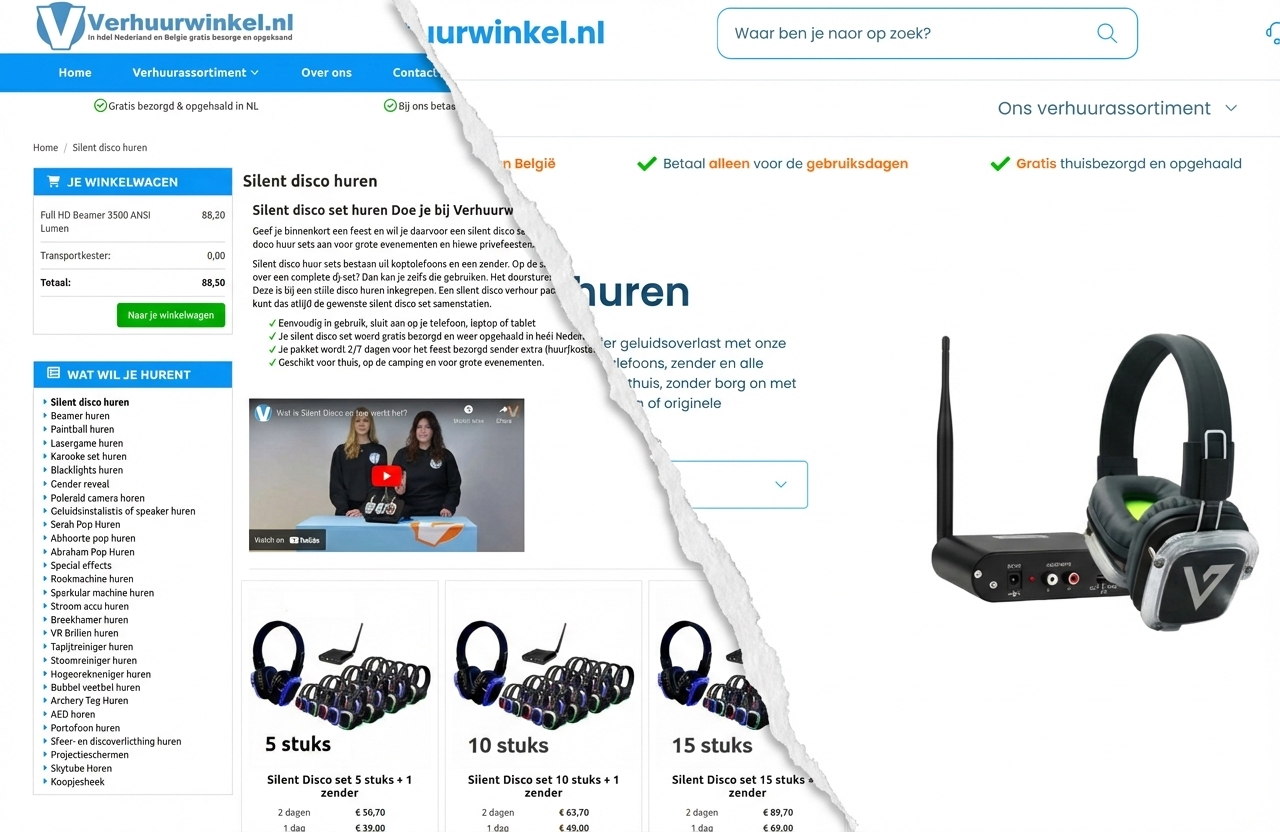 Verhuurwinkel website