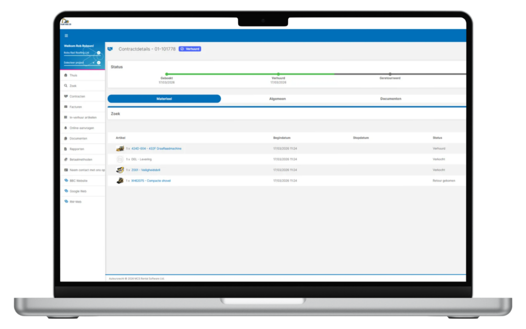 MCS Rental Software breidt Klantportaal uit met centraal contractoverzicht